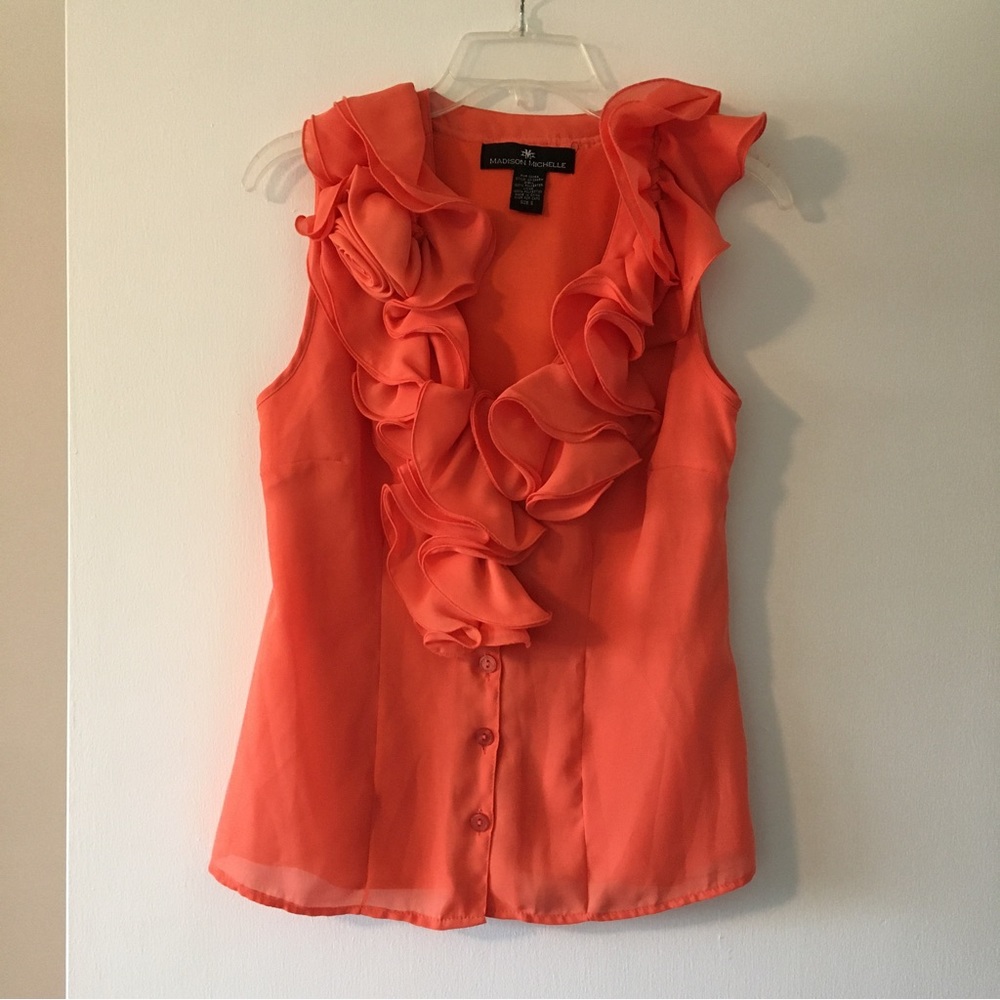 Orange top with ruffles (S)